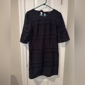 J. Crew Black Eyelet Midi Shift Dress